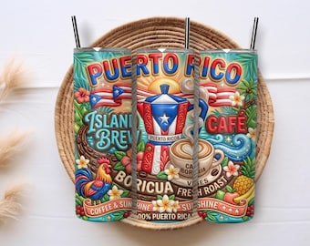Inflated Puerto Rico Flag Tumbler Wrap Soy Boricua Pride, 20 oz Skinny Tumbler Sublimation Design, Digital Download