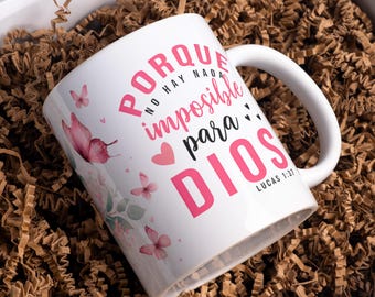 Bible Verse 11oz & 15oz Mug Design PNG, Spanish Floral Butterfly Digital Download