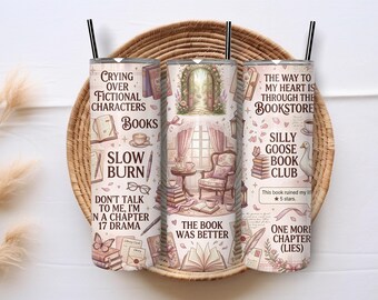 Bookish Girlie Goose 20oz Tumbler Wrap , Book Lover PNG Sublimation Design Digital Download