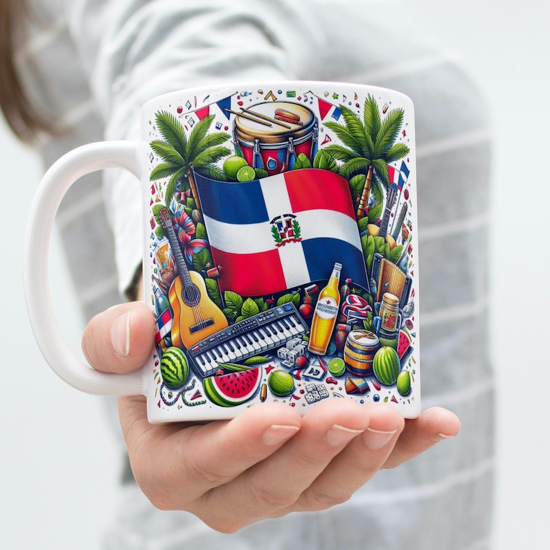 Dominican Instrument Sticker Dominican Republic Flag Pride Mug Wrap PNG Design,11oz 15oz Sublimation ...