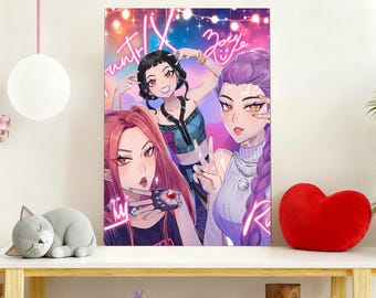 Personalized Kpop Girls Wall Art, Huntrix Inspired Bedroom Prints, Anime Idol Posters, Teen Room Decor, Aesthetic Room Decoration Gift