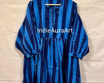 puff sleeve dress, Cotton Mini Dress: Floral Hand Block Print, Deep Neck