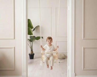 Safe Indoor Baby Swing, Heavy Duty Toddler Hanging Chair, Secure Nursery Rocker