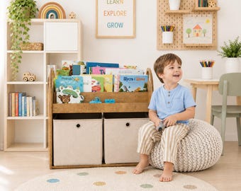 Frühbildungs-Bücherregal, personalisierte Lernmöbel, Bücherregal, Spielzeug-Aufbewahrungs-Organizer