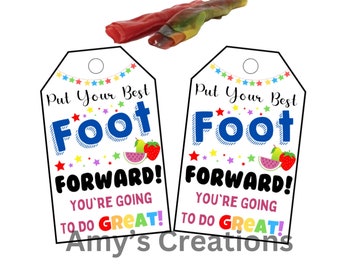 Printable 'Put Your Best Foot Forward' Gift Tags - Testing Day and Sports Good Luck - Instant Download