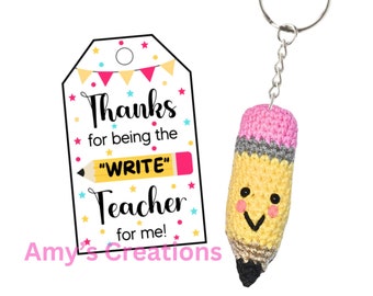 Handmade Crochet Pencil Pattern & Teacher Appreciation Gift Tags Set, Instant Download