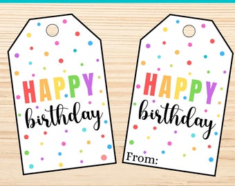 Happy Birthday Gift Tag - Birthday Tag for Her - Printable Gift Tag - Birthday Gift Labels -  Instant Download - PDF