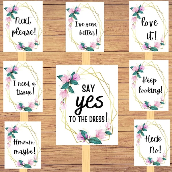 Printable 'Say Yes to the Dress' Signs - Bridal Boutique Wedding Dress Sign - Instant Download
