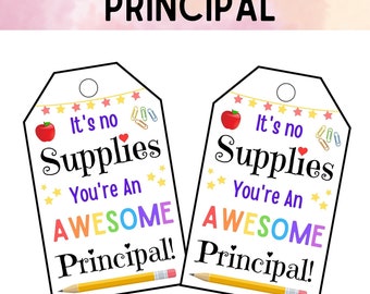 Show Your Gratitude: Printable Principal Appreciation Gift Tags for School Supplies - Thank You Tags - Instant Download PDF