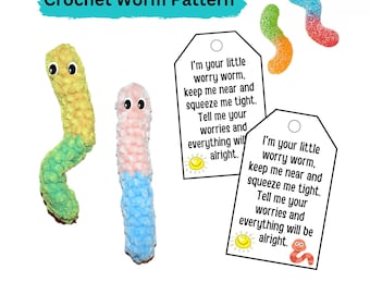 Printable Wiggle Worm Poem Tag - Crochet Worry Worm Pattern - Instant Download PDF