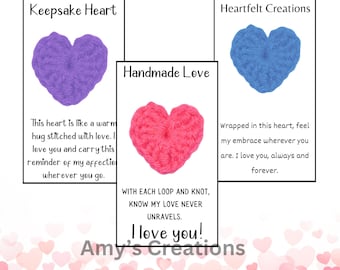 Patrón de corazón de crochet con 5 etiquetas de regalo: ¡citas conmovedoras e inspiración para el aniversario! Descarga instantánea de PDF