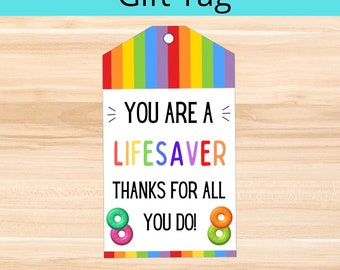 Printable Lifesaver Favor Tags Teacher Appreciation Tags | Etsy