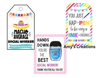 Social Worker Appreciation Gift Tags Bundle - Instant Download PDF