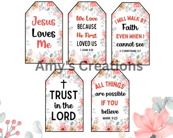 Printable Bible Verses Gift Tags - Scripture Gift Tags - Christian Gift Tag Cards - Inspirational Cards - Instant Download PDF