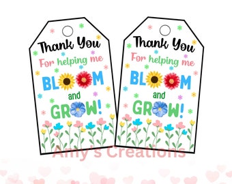 Teacher Appreciation Gift Tags: Blooming Gratitude for Staff, Nurses, and More - Printable PDF