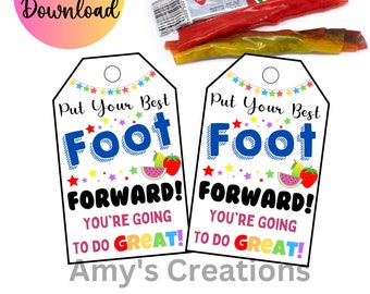 Printable 'Put Your Best Foot Forward' Gift Tags - Testing Day and Sports Good Luck - Instant Download