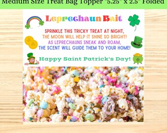 Printable Leprechauns Bait Topper, Treat Bag Toppers, St Patricks Day Leprechaun Trap, Instant Download, PDF