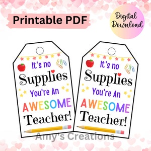 Toon uw dankbaarheid: afdrukbare cadeaulabels voor lerarenwaardering voor schoolbenodigdheden - bedanklabels - Instant Download PDF