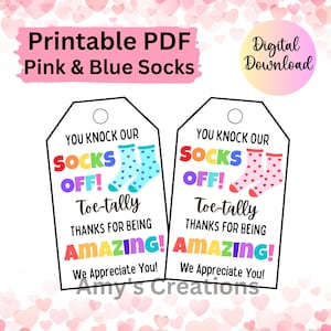 Étiquettes cadeau chaussettes imprimables - cadeau Mani Pedi - étiquette cadeau de remerciement - semaine d'appréciation du personnel infirmière patron collègue - téléchargement immédiat