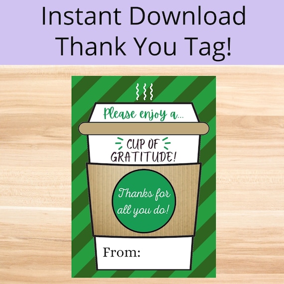 PRINTABLE Thank You Coffee Gift Card Holder Thank You Gift Etsy