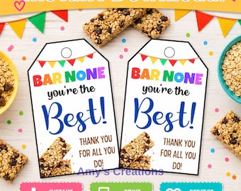 Bar None Printable Thank You Gift Tags (Instant Download)