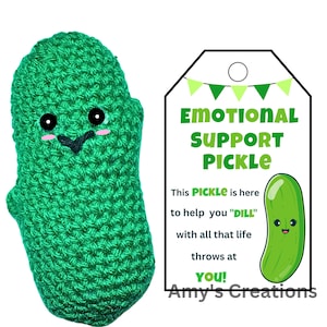 Adorable Emotional Support Pickle Crochet PATTERN with Gift Tags Instant Download PDF image 5