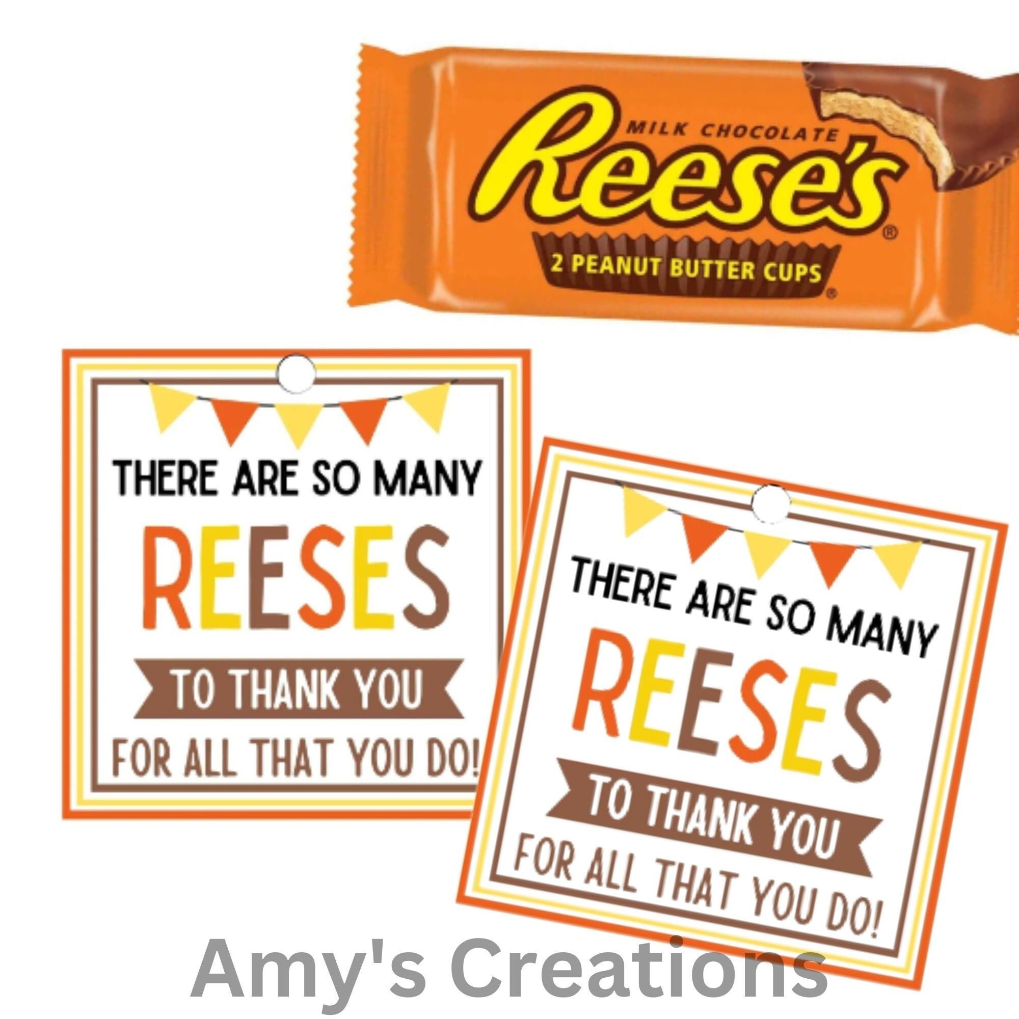 Printable Reeses to Thank You Gift Tags Teacher Appreciation - Etsy