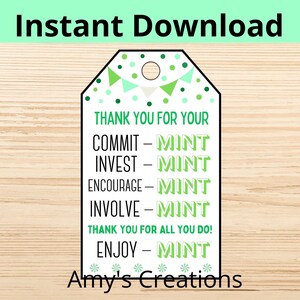 Thank You for Your Commit Mint Tags Teacher Appreciation Tag - Etsy
