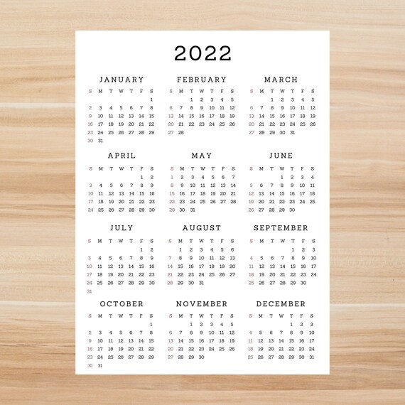 printable 2022 year minimalist clean planner yearly etsy