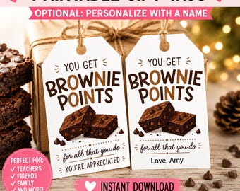 Brownie Points Gift Tags | Employee Appreciation, Treat Tags (PDF Download)
