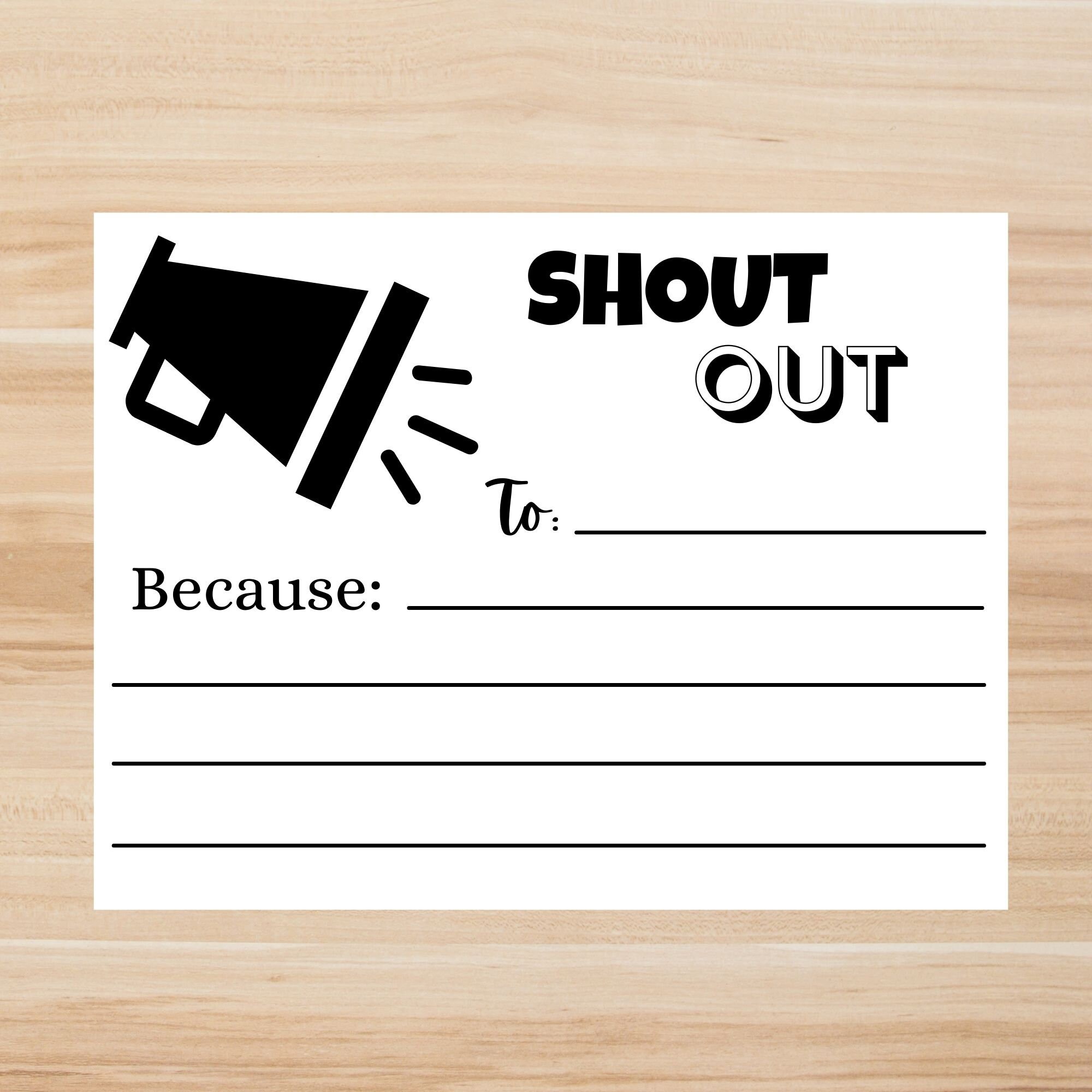 Printable Shout Out Cards Behavior Cards for Teacher Staff - Etsy