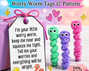 Worry Worm Poem Gift Tag & Crochet Pattern (PDF)