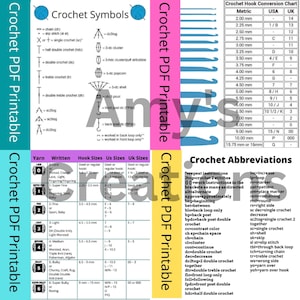 Ultimate Printable Crochet Charts Guide: Hook Sizes, Stitches ...