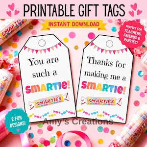 Smartie Geschenkanhänger: Süße Wertschätzung, printable PDF (Instant Download)