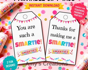 Etiquetas de regalo Smartie: Dulce agradecimiento, PDF imprimible (descarga instantánea)