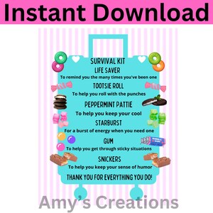 Printable Staff Survival Kit Thank You Gift Tags - Staff, Teacher, Nurse, Employee, Boss Appreciation - Instant Download Tag