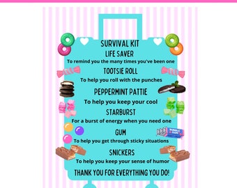 Printable Staff Survival Kit Thank You Gift Tags - Staff, Teacher, Nurse, Employee, Boss Appreciation - Instant Download Tag