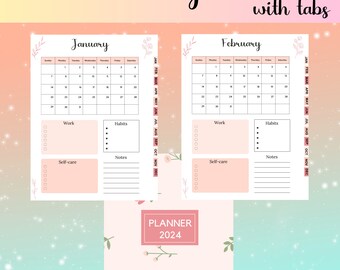 2024 Monthly Planner: Stay Organized and Inspired All Year Long, Instant Download, PDF