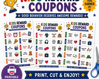 Kids Reward Coupons Printable, Behavior Reward Coupons for Kids, Positive Reinforcement Cards, Parenting Reward System, Instant Download