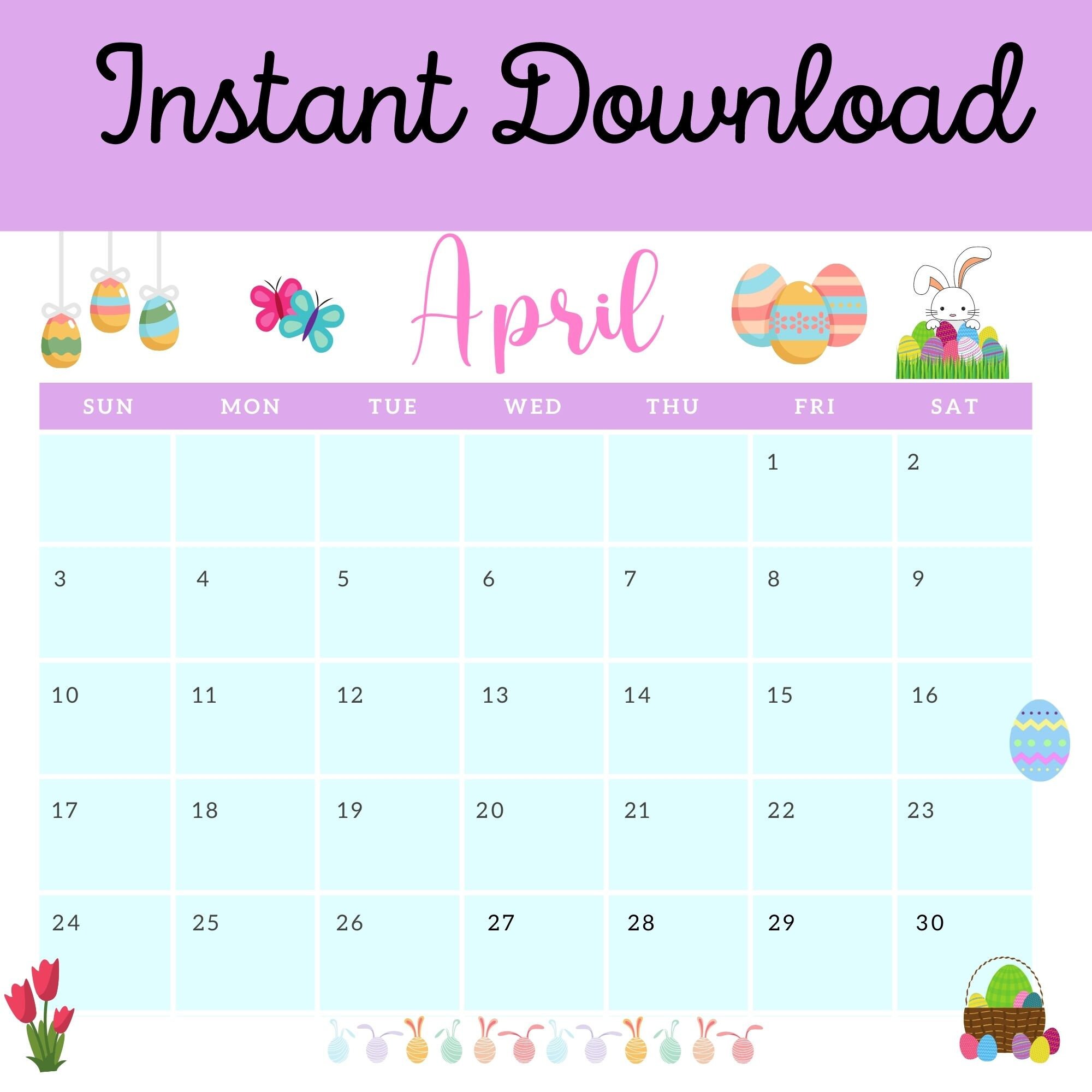 april 2022 calendar calendar for april monthly calendar etsy