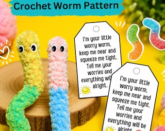 Printable Wiggle Worm Poem Tag - Crochet Worry Worm Pattern - Instant Download PDF