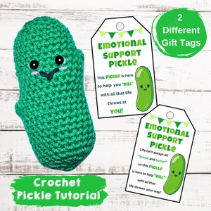 Adorable Emotional Support Pickle Crochet PATTERN with Gift Tags Instant Download PDF image 7