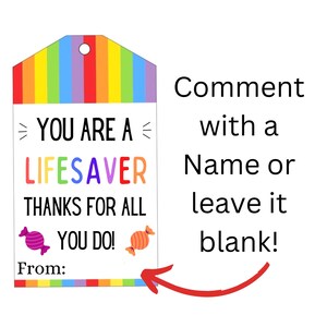 Printable Lifesaver Favor Tags Teacher Appreciation Tags - Etsy