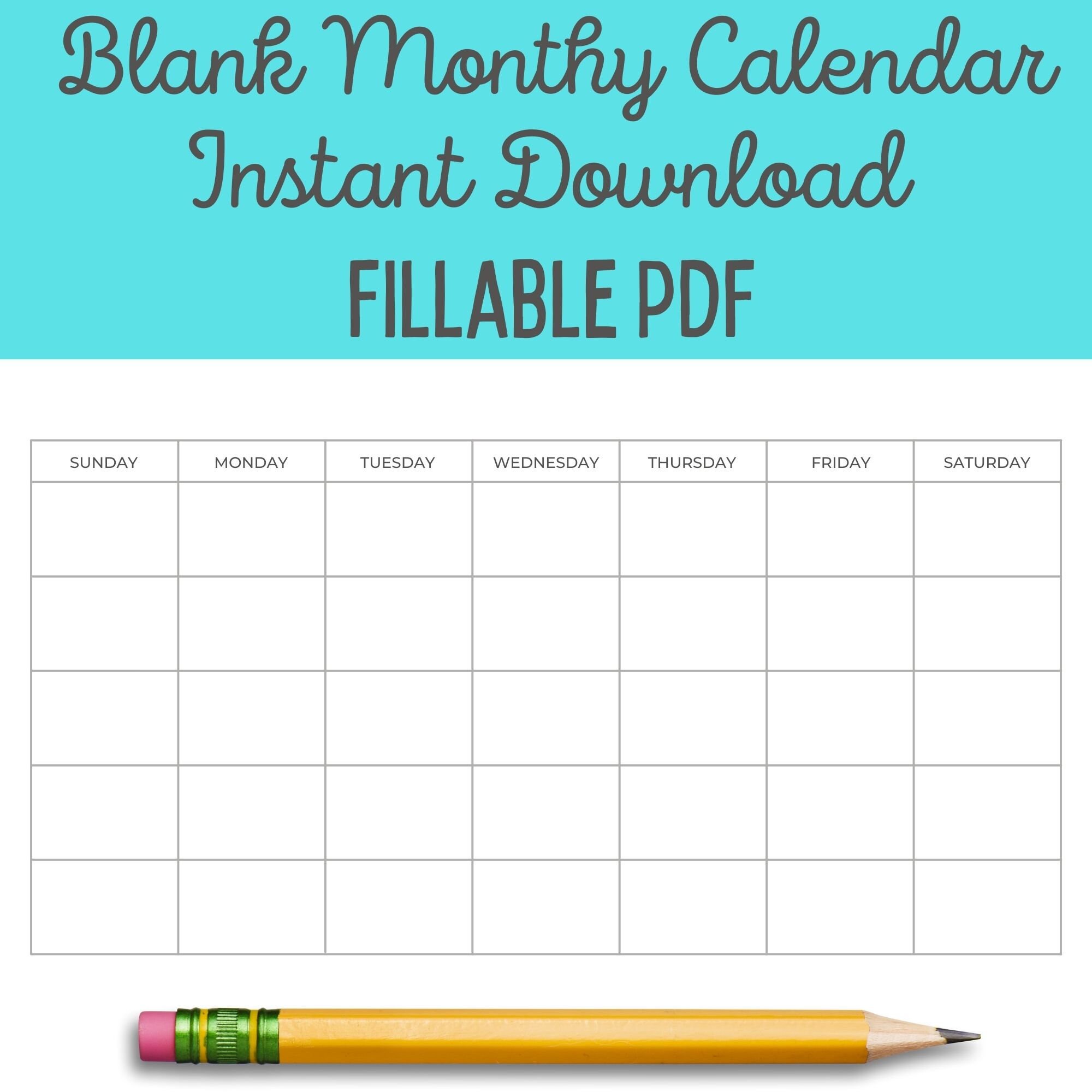 blank monthly calendar printable minimalist calendar etsy