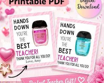 Teacher Appreciation Gift Tags – Hand Sanitizer Label, Printable (PDF)