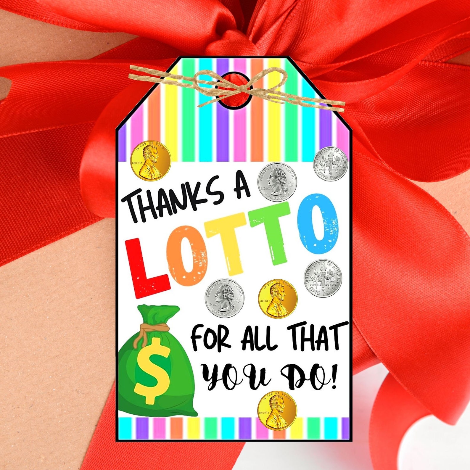 Thanks A Lotto for All You Do Thank You Tags Teacher Etsy