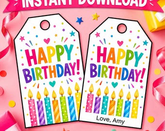 Personalized Birthday Gift | Custom Favor | Printable Present Tags (Instant Download PDF)
