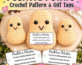 Adorable Potato Crochet PATTERN with Gift Tags - Instant Download PDF