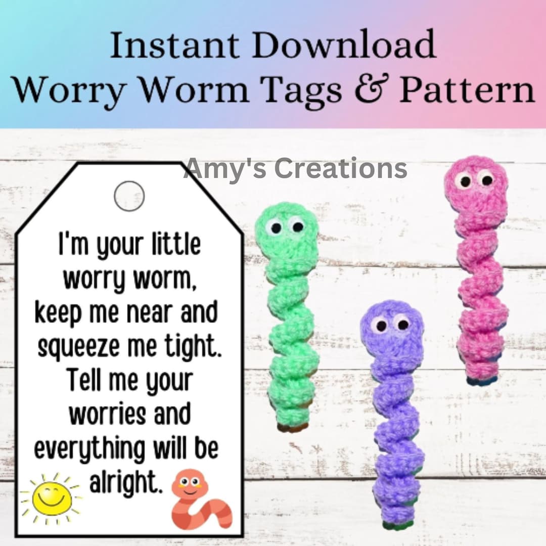 Printable Wiggle Worm Poem Tag Crochet Worry Worm Pattern Etsy Denmark