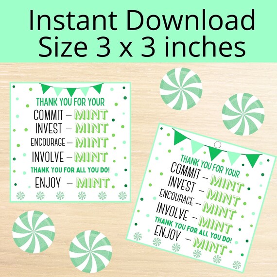 Thank You for Your Commit Mint Tags Teacher Appreciation Tag Etsy